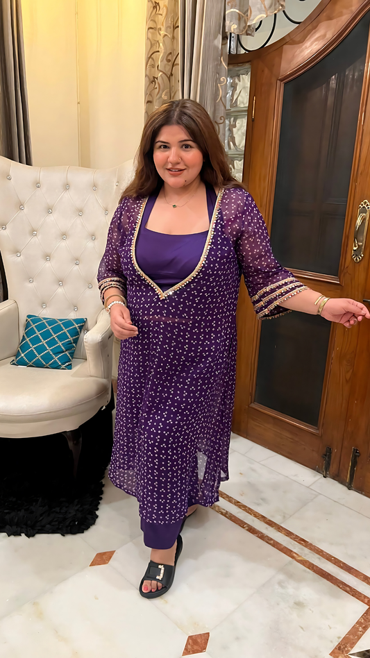 Purple Nitara Suit Set - Set Of 3