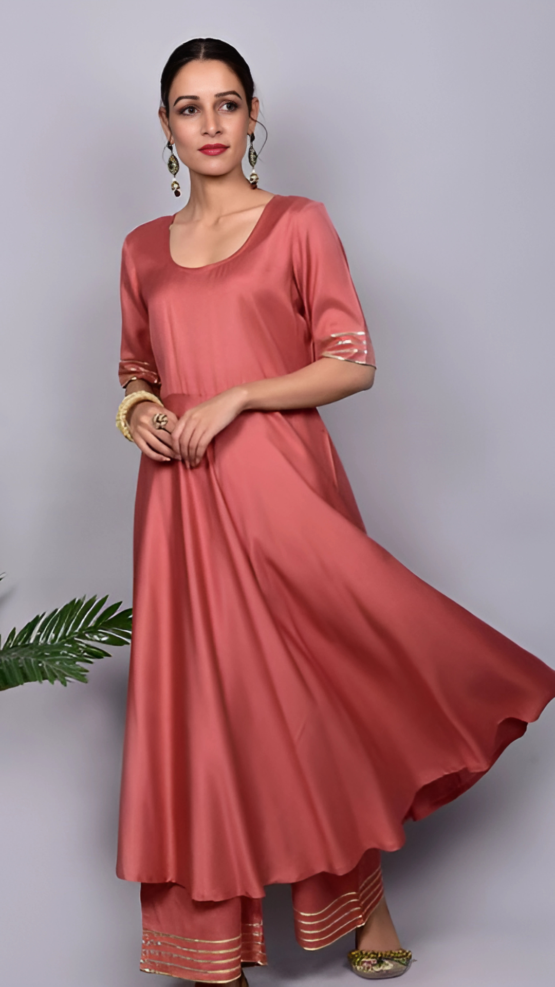 Zubaida Peach And Olive Frillsuit With Dupatta Set (Set of 3)