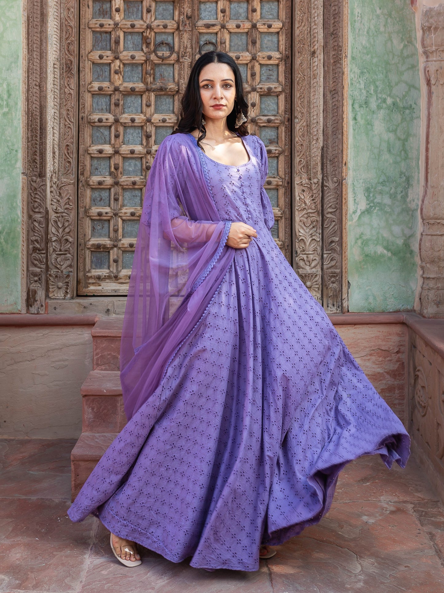Lavender chikankari anarkali
