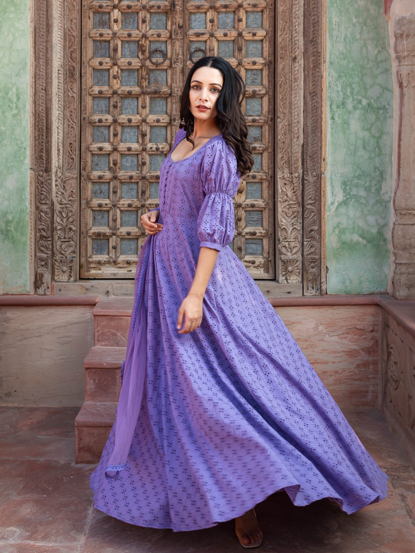 Lavender chikankari anarkali