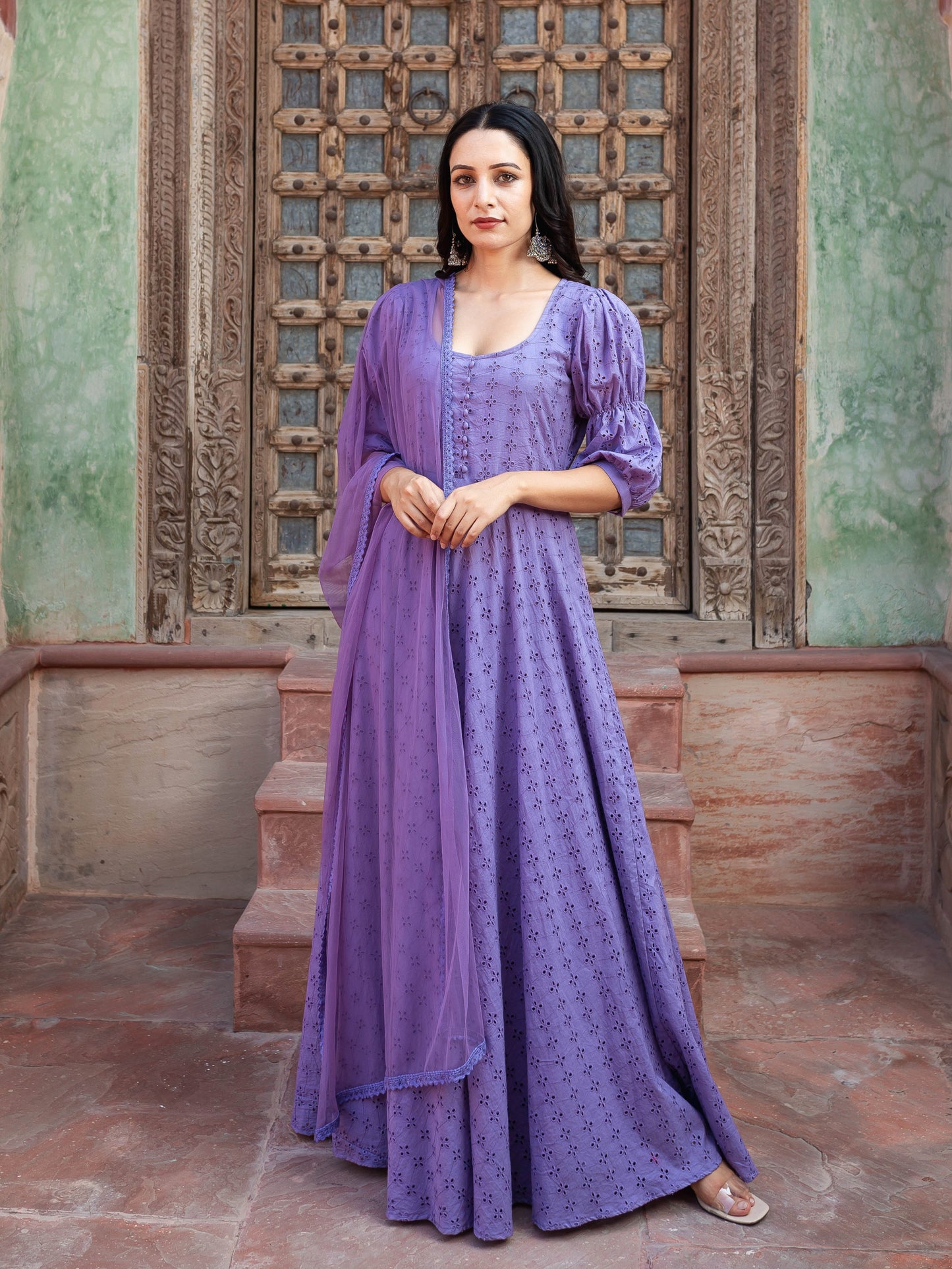 Lavender chikankari anarkali