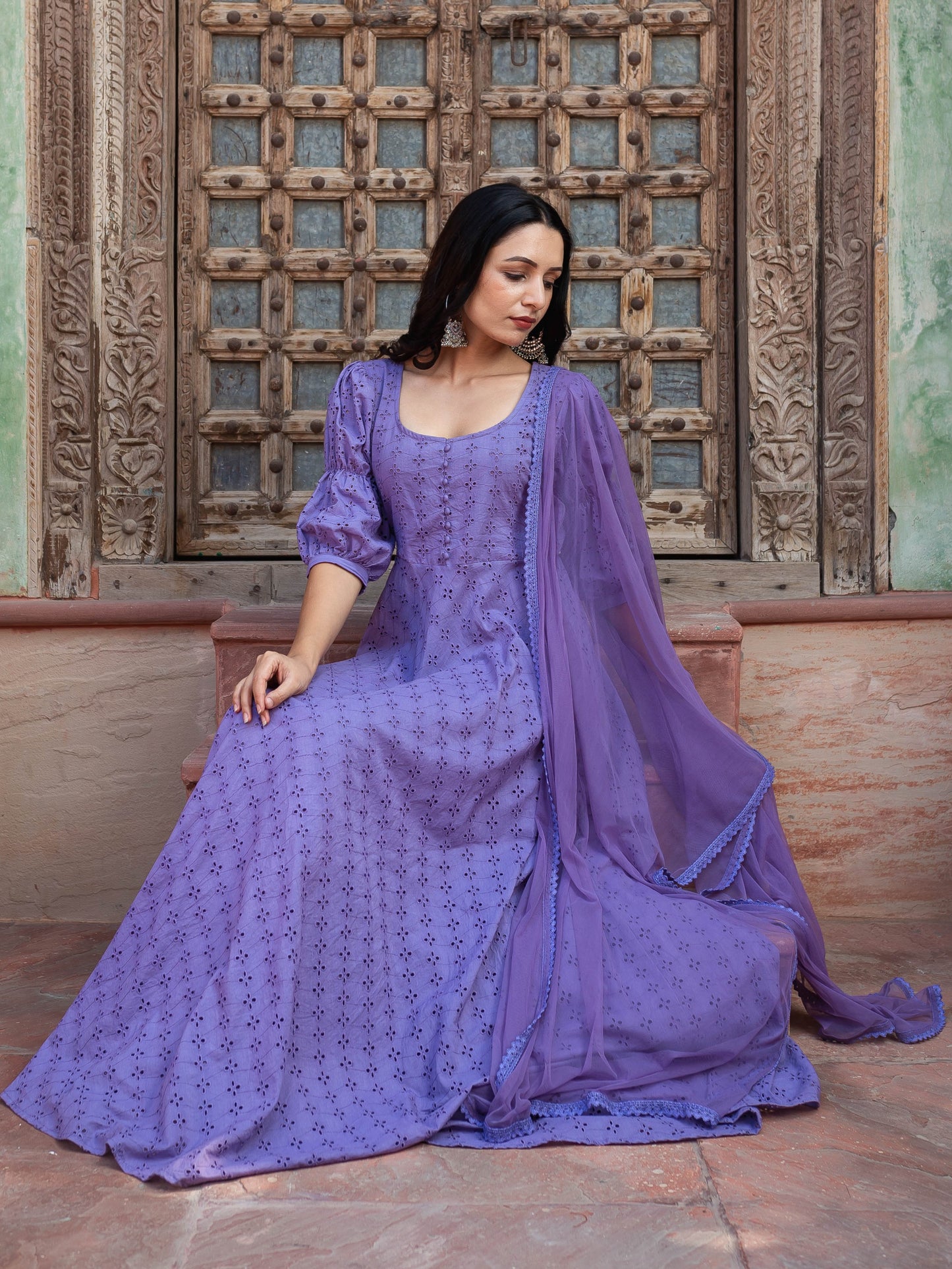 Lavender chikankari anarkali
