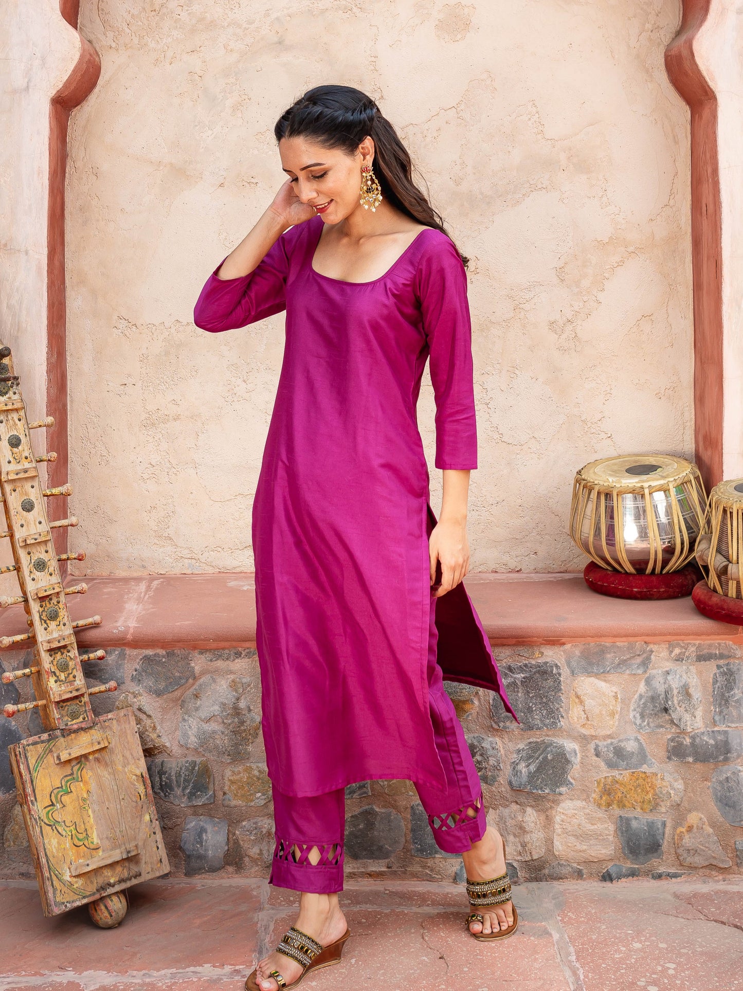Purple silk suit with banarasi dupatta