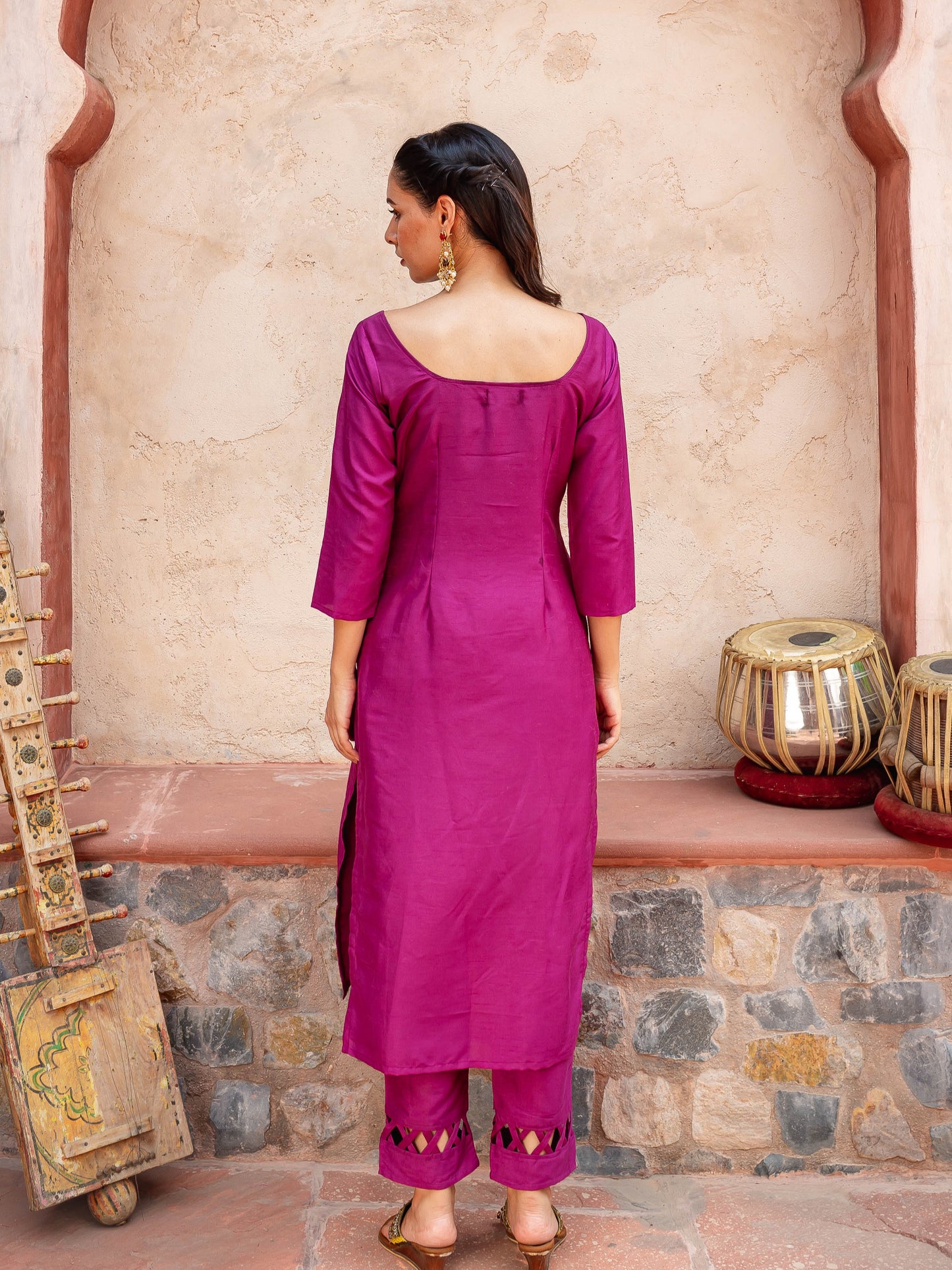 Purple silk suit with banarasi dupatta