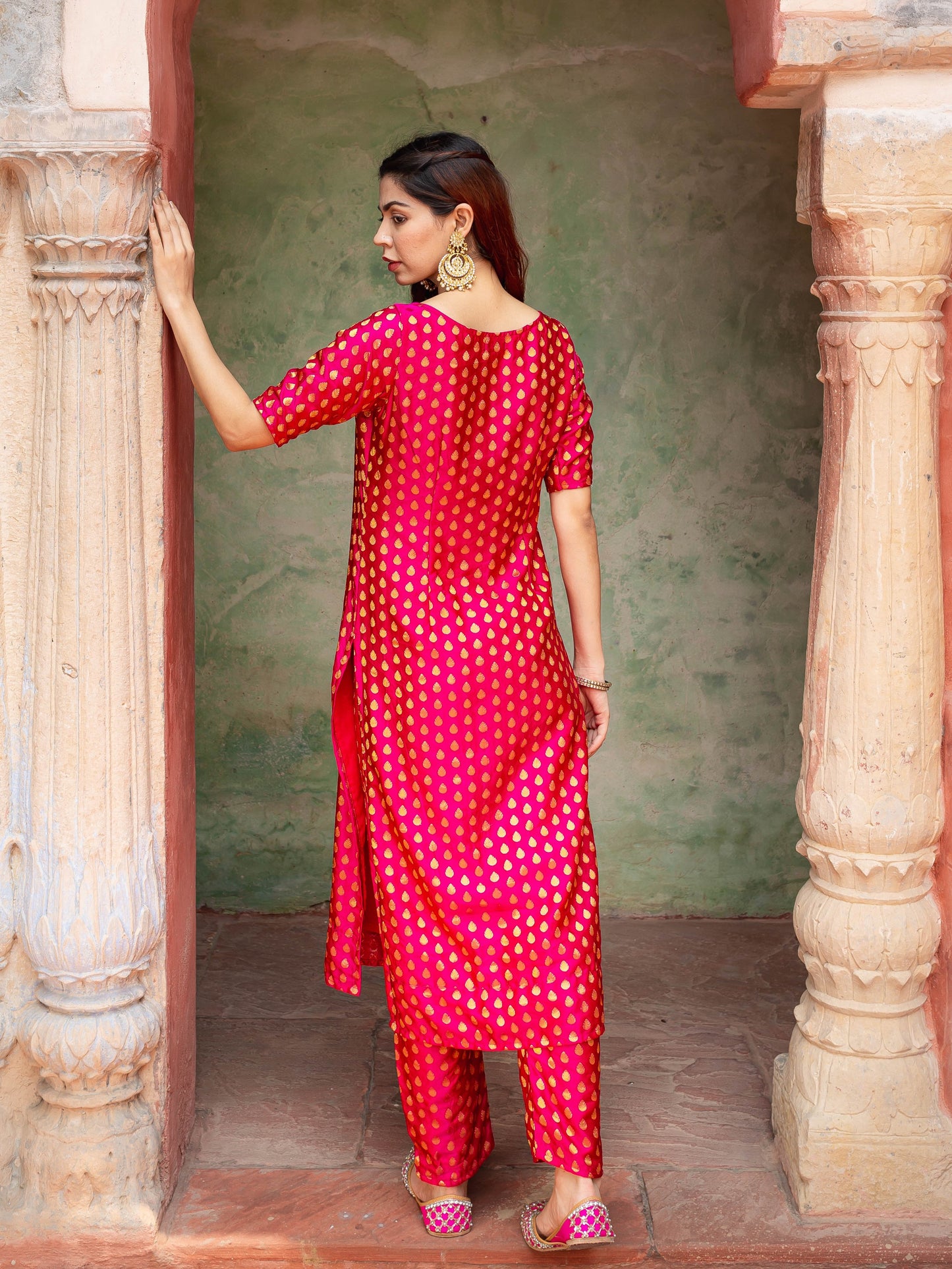 Rani pink brocade suit set