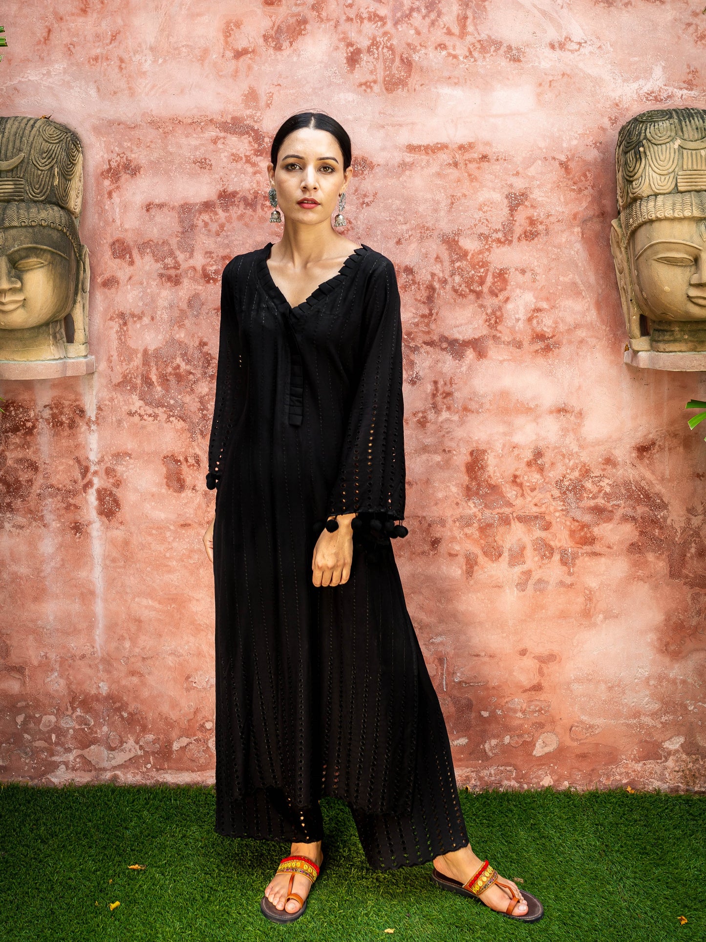 Nysa black chikankari kurta set
