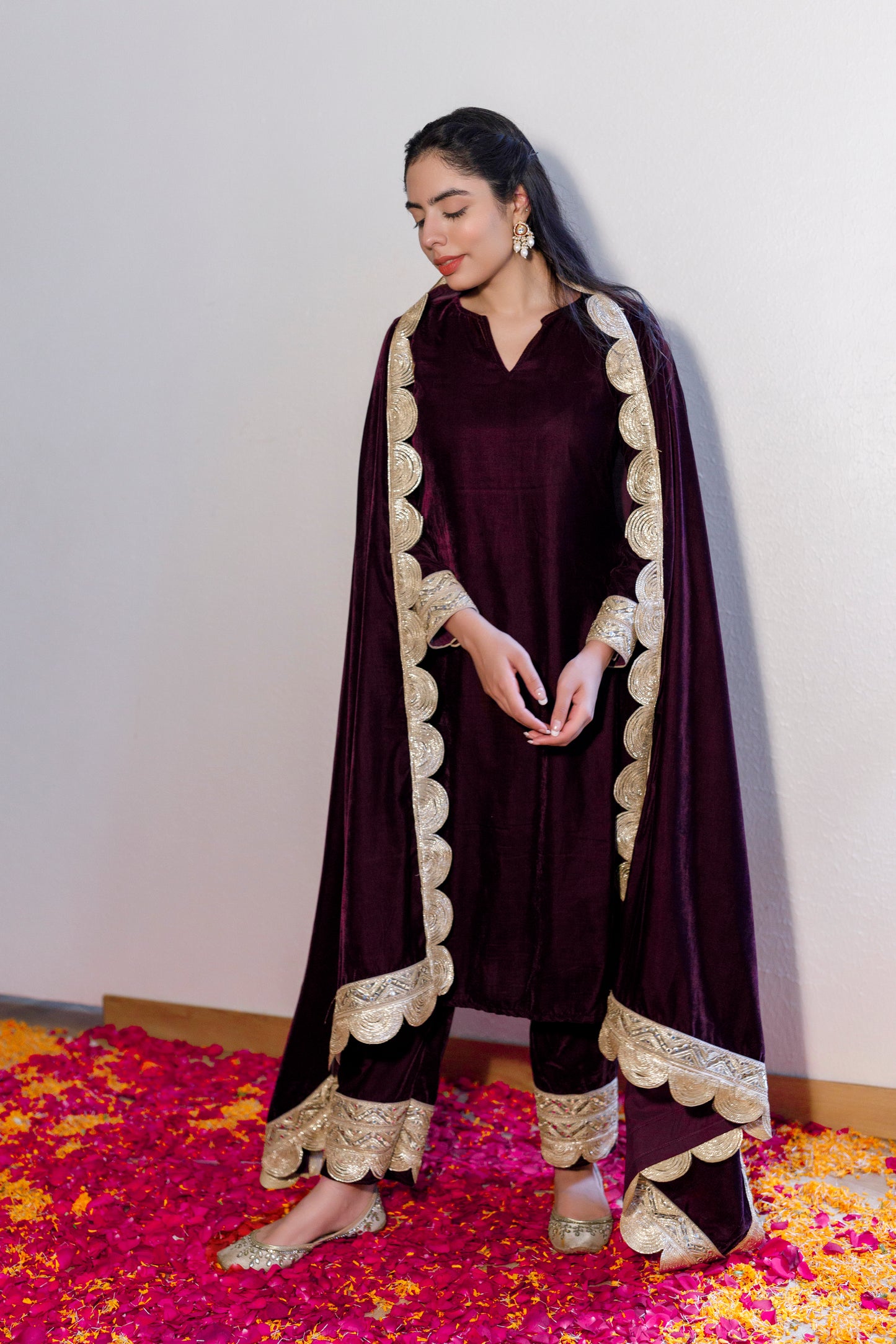 Deep wine velvet shawl