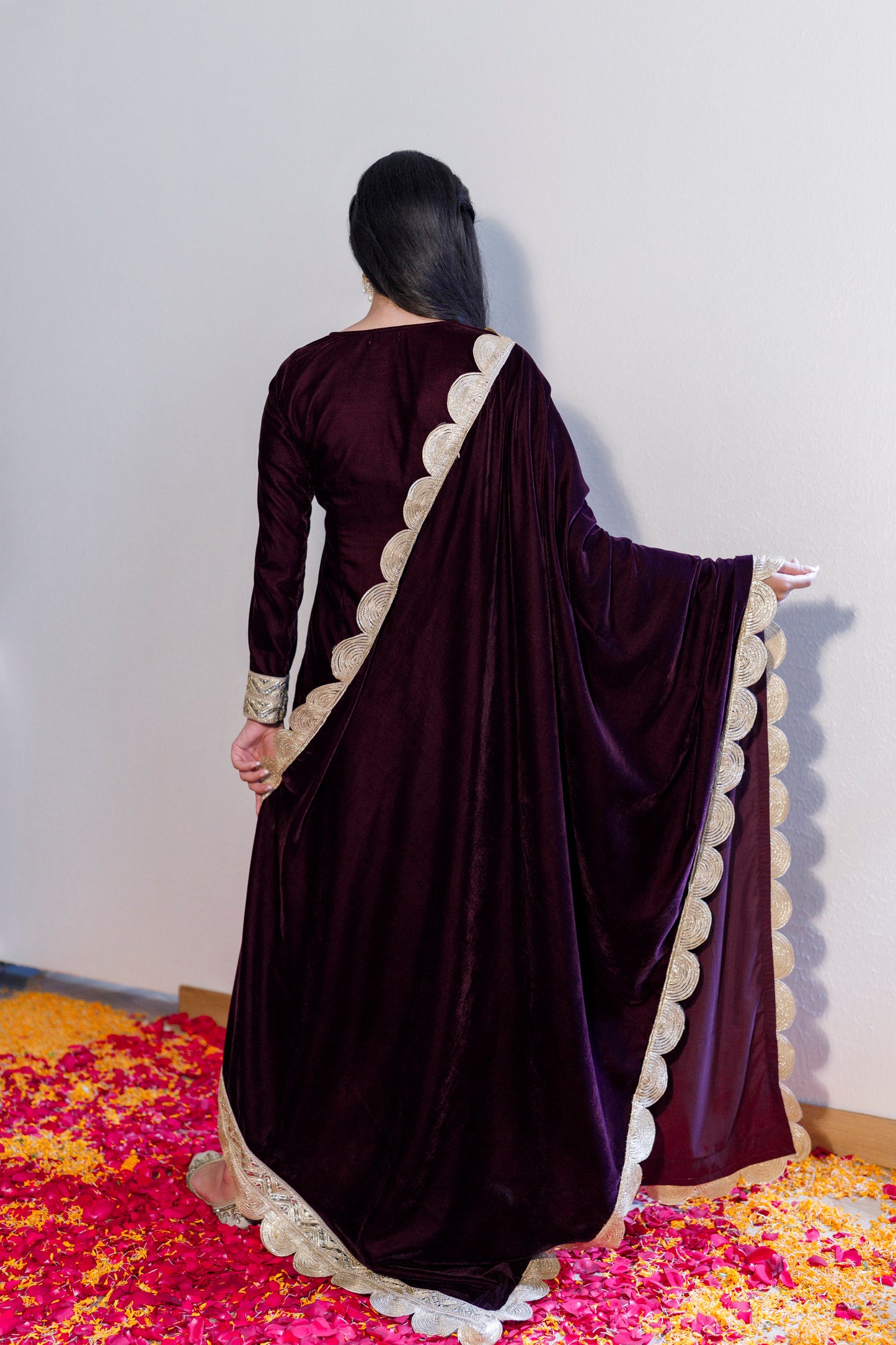 Deep wine velvet shawl