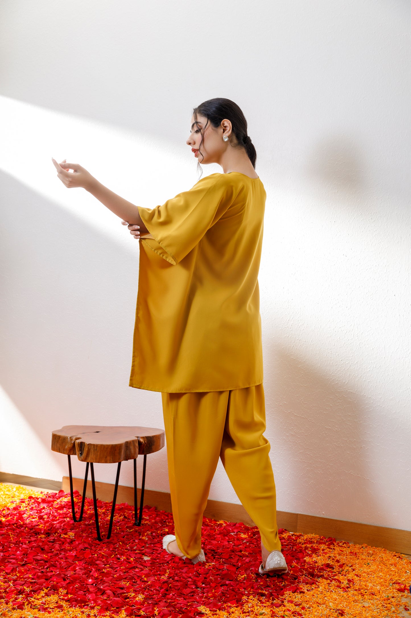 Kamya yellow kaftan and dhoti set