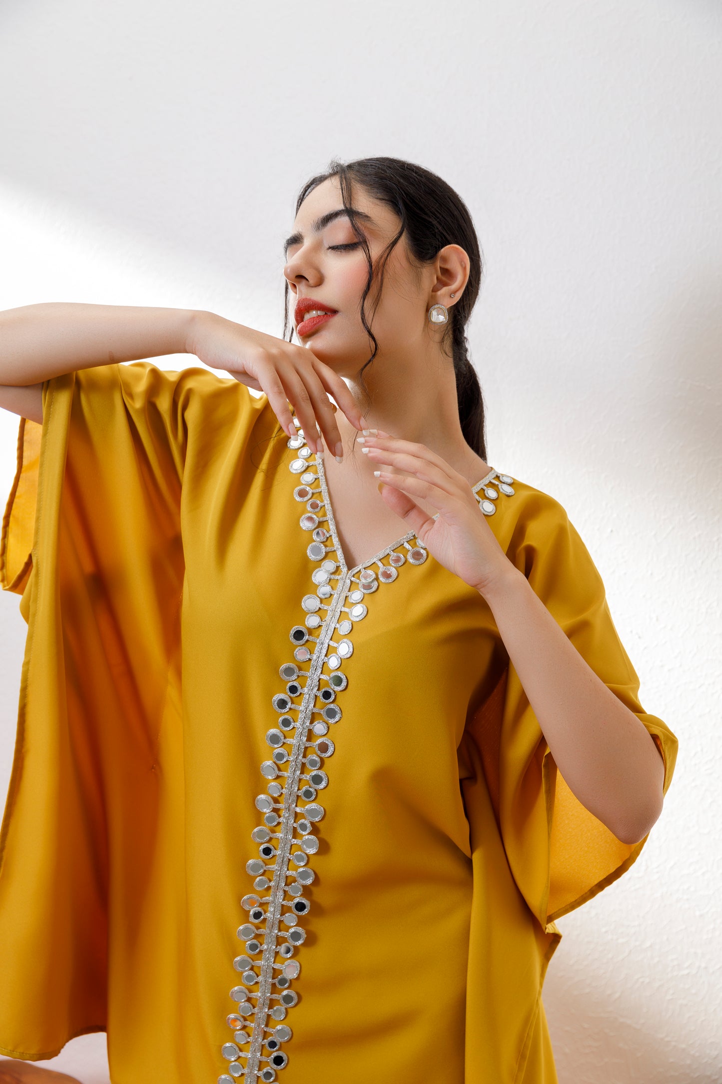 Kamya yellow kaftan and dhoti set
