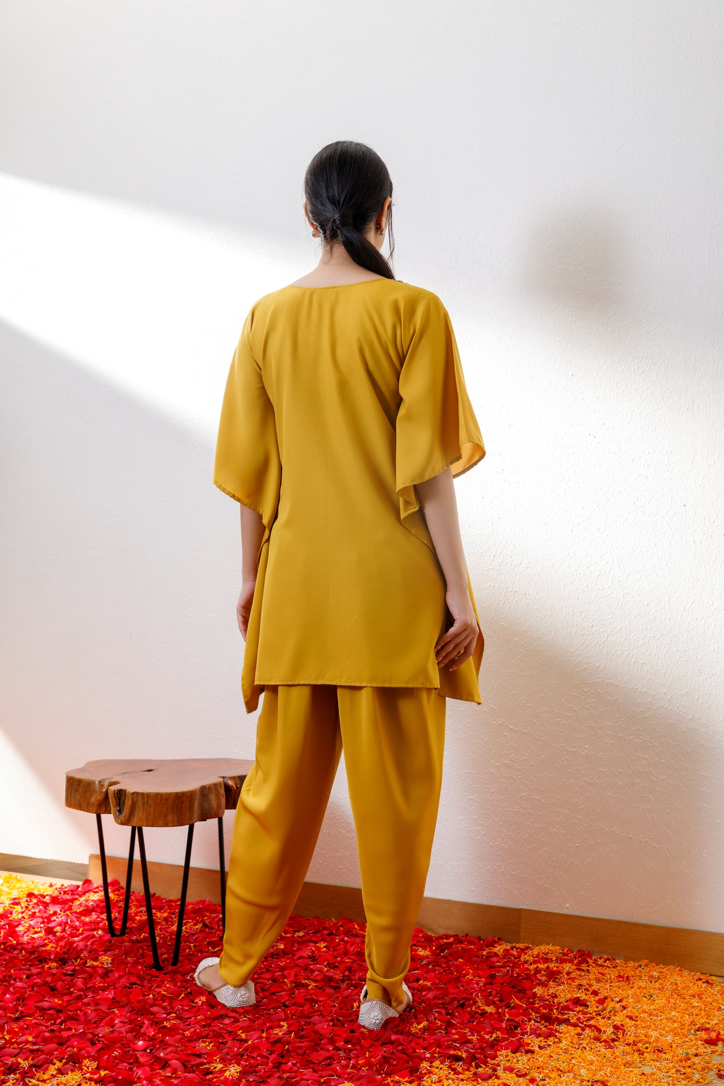 Kamya yellow kaftan and dhoti set