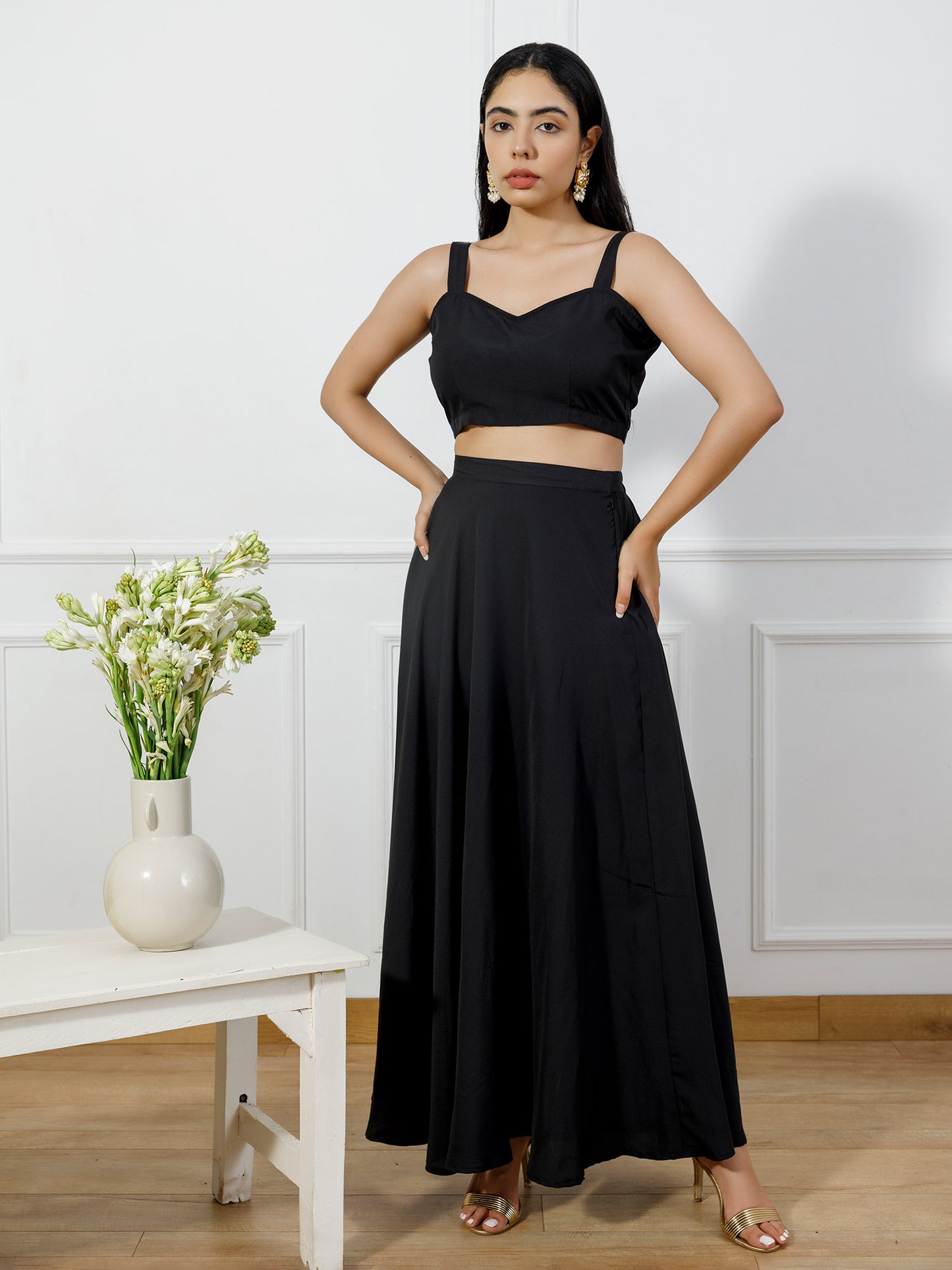 Classic black choli and flare skirt ( set of 2)