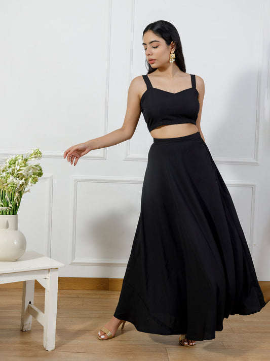 Classic black choli and flare skirt ( set of 2)