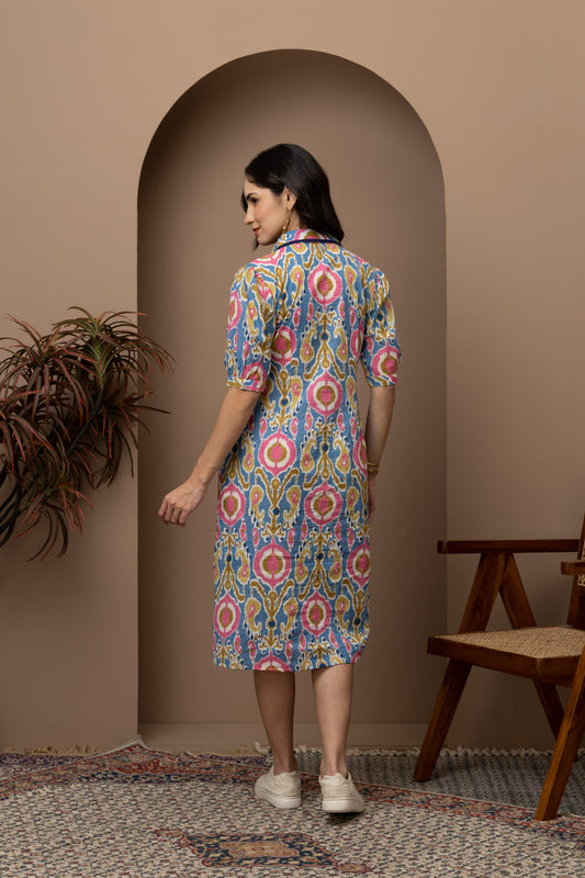 Tiya Ikkat Printed Midi Dress