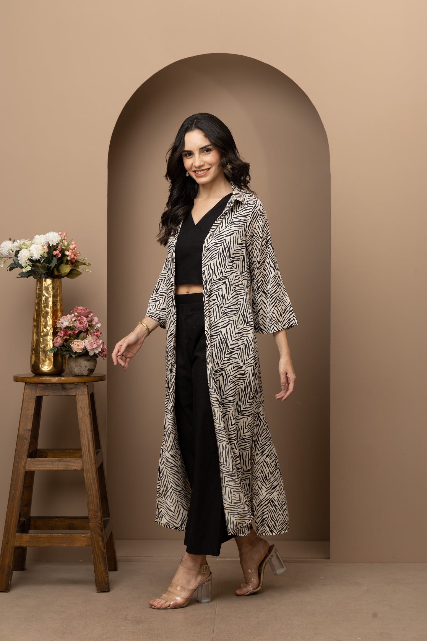 Raaga Cotton Shrug with Crop Top and Pants Set (Set of 3)