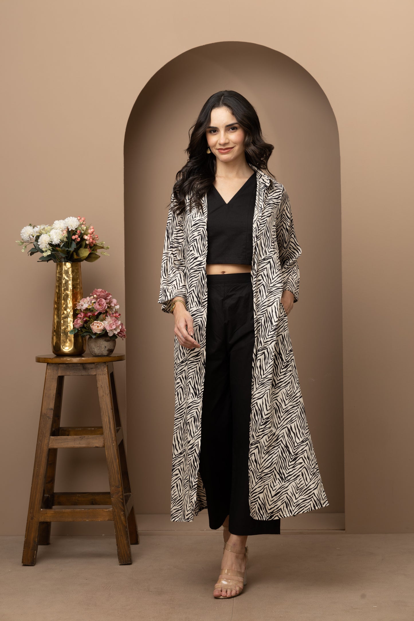 Raaga Cotton Shrug with Crop Top and Pants Set (Set of 3)