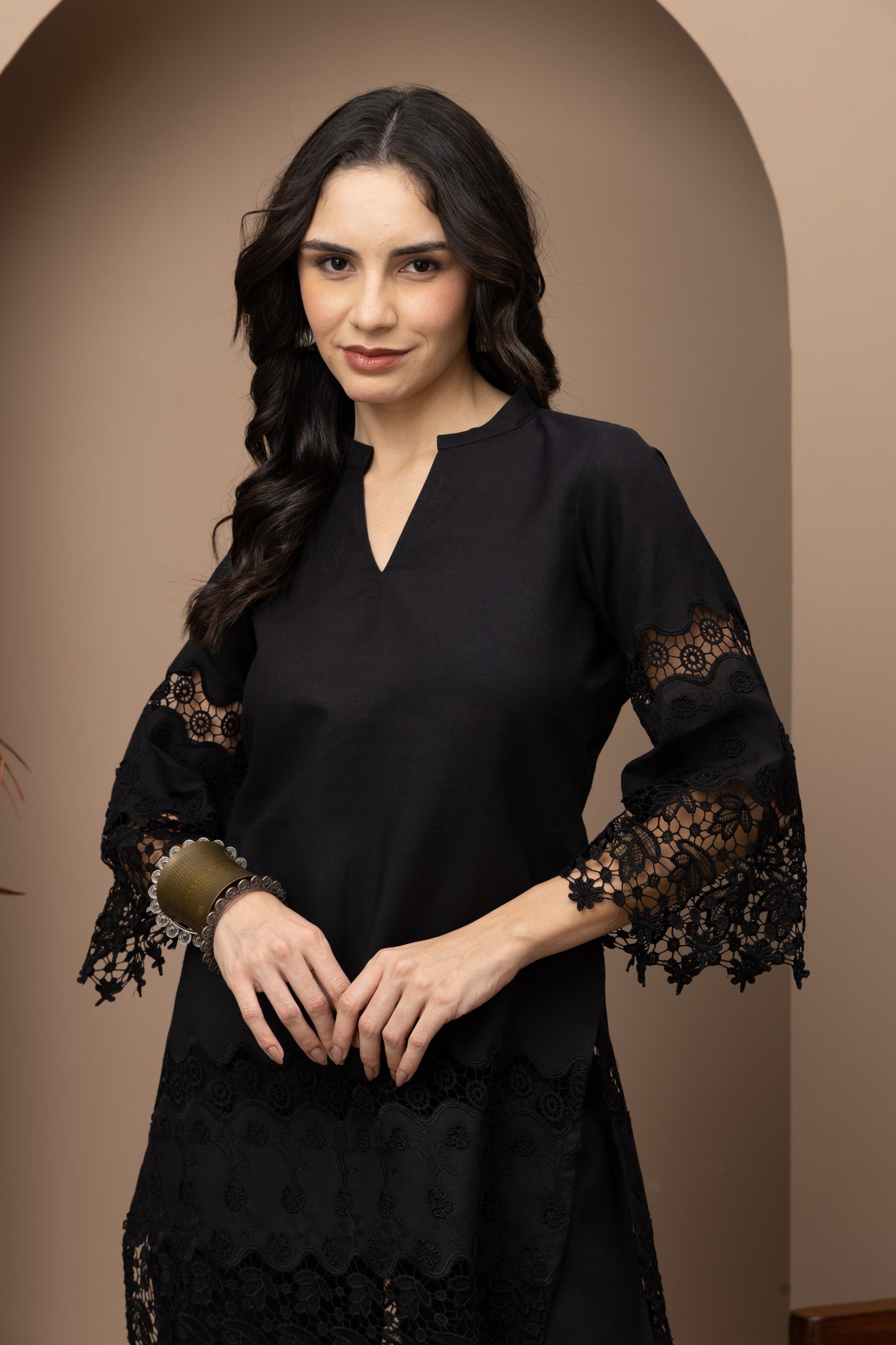 Black Chikankari Cotton Coord Set (Set of 2) Elegant and Timeless Traditional Wear with Intricate Embroidery