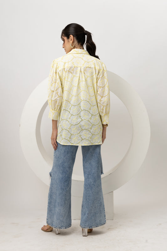 Lemon schiffli cotton shirt