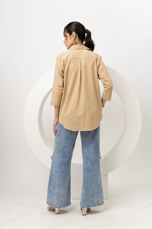 Beige crystal cotton shirt
