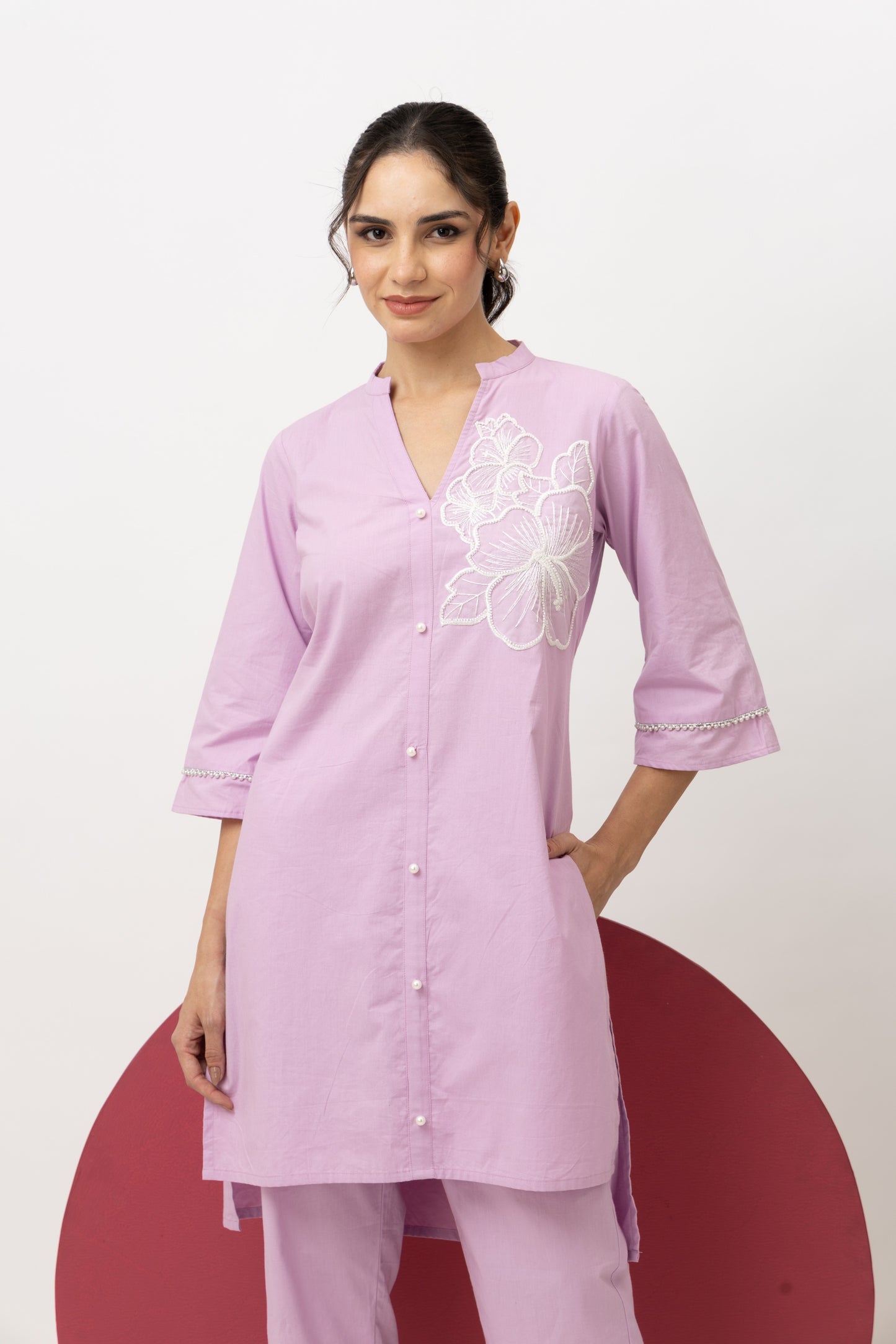Amber Lilac Kurta with Pants Co-ords Set Elegant & Comfortable Two-Piece Outfit