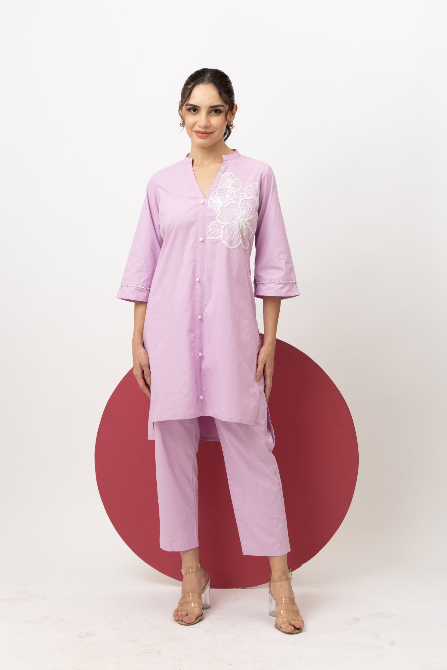 Amber Lilac Kurta with Pants Co-ords Set Elegant & Comfortable Two-Piece Outfit