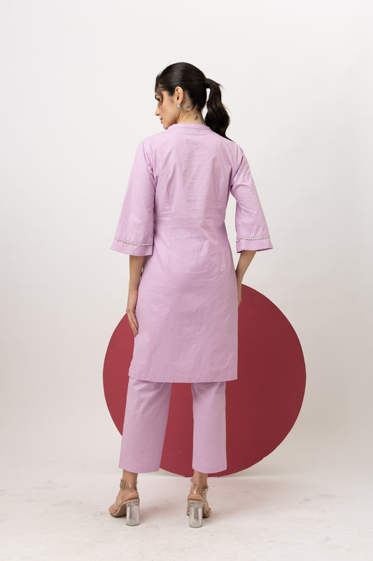 Amber Lilac Kurta with Pants Co-ords Set Elegant & Comfortable Two-Piece Outfit