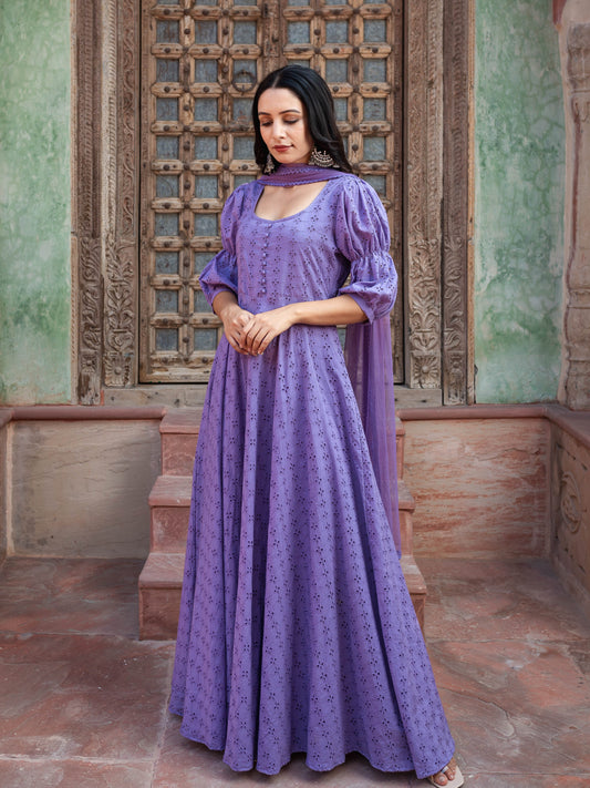 Lavender chikankari anarkali