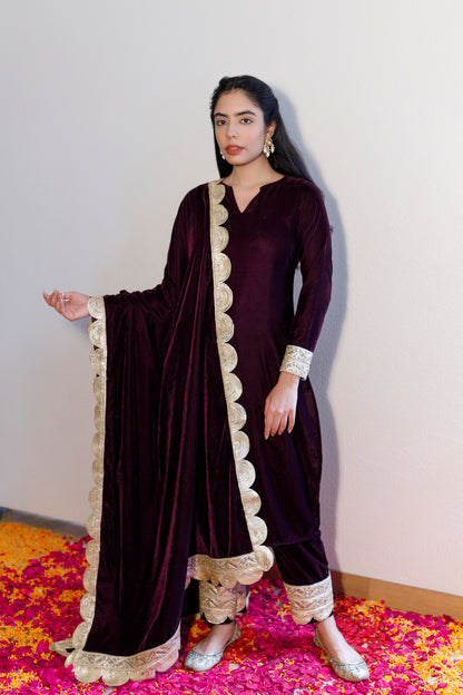 Deep wine velvet shawl
