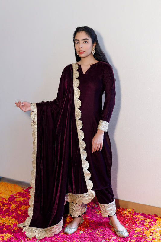 Deep wine velvet shawl