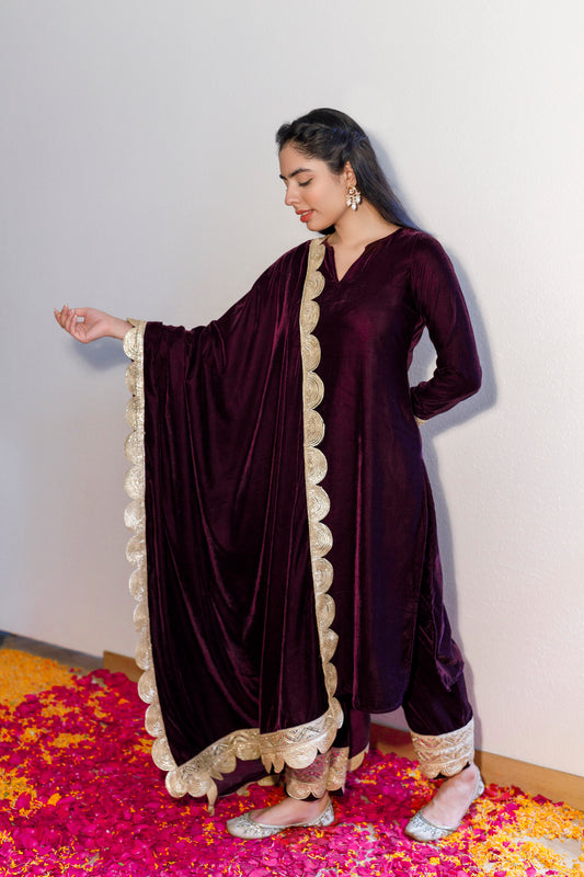 Deep wine velvet shawl