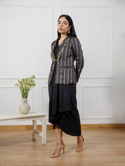 Leela black brocade coat