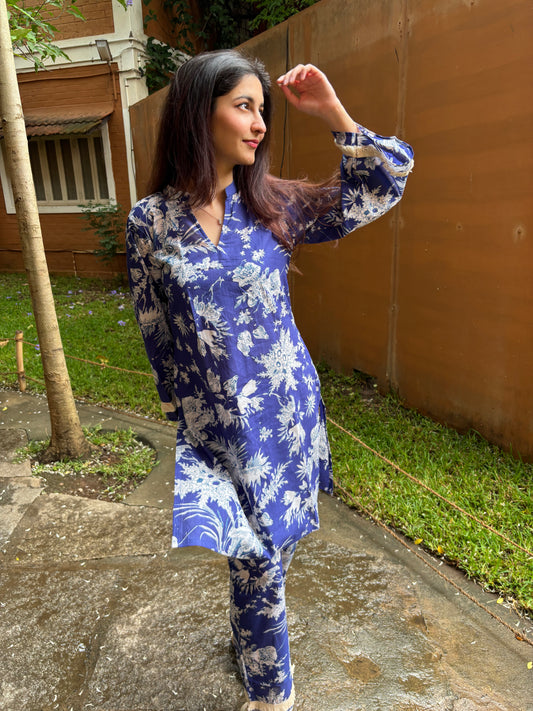 Indigo Printed Cotton Coord Set (Set of 2) Stylish and Comfortable Casual Wear with Unique Prints